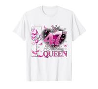 47th Birthday Queen Pink Wine 47 Years Old Women Girls Camiseta