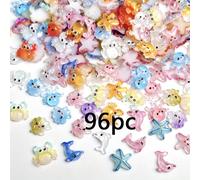 48/96 piezas Mini Animales Marinos de Resina, Pequeños Animales del Mar para de Uñas