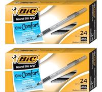 48 bolígrafos redondos Bic Xtra Comfort, agarre suave y cómodo y escritura fluida suave, punta de tungsteno, mediana de 1,2 mm, tinta negra