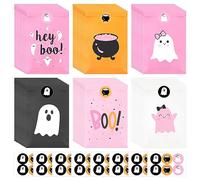 48 bolsas de regalo de fiesta de Halloween, bolsas de dulces de fantasma de Halloween, bolsas de dulces de fantasma de Halloween, bolsas de regalo de fiesta de feliz día de Boo, bolsas de regalo Hey