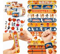 48 calcomanías de baloncesto temporales de 24 tatuajes temporales de baloncesto, 24 pulseras perfectas para cumpleaños, baby showers o recompensas en el aula, decoración ideal y regalos para niñas y
