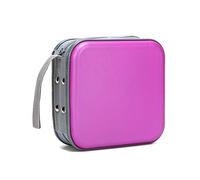 48 capacidades CD/DVD caso de almacenamiento titular carpeta organizador portátil cremallera plástico duro CD/DVD casos organizador cartera libro para coche hogar oficina viajes (morado)
