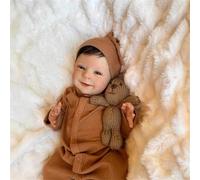 48 cm Bebe Reborn Niño 19 Pulgadas Muñecas Reborn Silicona Realista Cuerpo de Tela Suave Posables Muñeco Bebe Dulce Sonrisa Parece Un Bebe Muñeco de Real Regalo para Niños Edad 3+