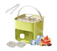 48-Cube Ice Cube Tray with Press Lid & Storage Bin, 2-in-1 Double Layer Silicone Ice Maker Set, Easy Release Ice Mold with Scoop and Tongs For Whiskey, Cocktail (E)