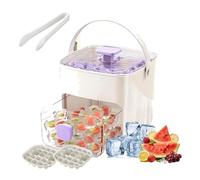 48-Cube Ice Cube Tray with Press Lid & Storage Bin, 2-in-1 Double Layer Silicone Ice Maker Set, Easy Release Ice Mold with Scoop and Tongs For Whiskey, Cocktail (D)