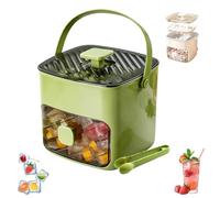48 Cubos Máquina De Hielo Con Tapa Easy-Press Máquina De Hielo Portátil Doble Nivel, Cubitera Portátil, Bandeja De Hielo Con Cajón, Molde De Cubitos De Alta Capacidad Para Cócteles Y Fiestas (Green)