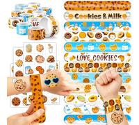 48 galletas 24 tatuajes temporales de galletas, 24 pulseras perfectas para cumpleaños, baby showers o recompensas en el aula, decoración ideal y regalos para niñas y niños
