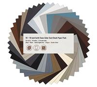 48 hojas de papel de cartulina de color de tonos tierra, 10 x 10 pulgadas, 250 g/m², 90 libras, papel de colores doble impreso, 24 colores surtidos, cartulina pesada para manualidades, álbumes de recortes, manualidades de papel, suministros escolares