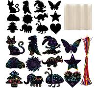 48 imágenes para rascar, juego de niños mágico, arco iris para rascar, papel de rascar con cintas, lápiz para rascar, imágenes para rascar, regalo de cumpleaños, decoración DIY
