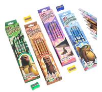 48 lápices italianos de color rojo cerebro HB, lápiz con goma de borrar, juego de lápices con 4 sacapuntas, divertidos lápices para niños, lápices de dibujos animados para la escuela, regalo de