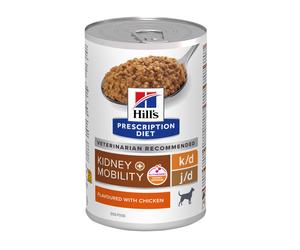 48 latas x 370 g Hill's Prescription Diet Kidney k/d + Mobility j/d Pollo lata para perros ¡Pack ahorro!