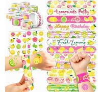 48 limonada rosa, 24 tatuajes temporales de limonada rosa, 24 pulseras perfectas para cumpleaños, baby showers o recompensas en el aula, decoración ideal y regalos para niñas y niños