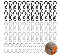 48 mini mosquetones SF, 2,5 cm, ganchos de resorte pequeños, 20 llaveros planos de metal para llaves, mochila, pesca y camping al aire libre