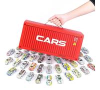 48 Mini Pull-Back Car with Built-in Garage Set, Metal Alloy Racing Car Toys, Die-Cast Vehicles Friction Powered Design, Collectors for Boys and Girls, Cars Party Favors (48Pcs Red)