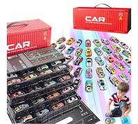 48 Mini Pull-Back Car with Built-In Garage Set, Multiple Simulation Scenes Metal Alloy Racing Car Toys, Metal Alloy Racing Car Toys Set, for Christmas Or Gift (Red)