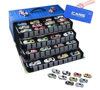 48 Mini Pull Back Cars Set with Built-in Garage, Multiple Simulation Scenes Metal Alloy Racing Car Toys, Pull-Back Toy Cars with Map Storage Box (Blue,48pcs)