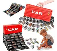 48 Mini Pull-Back Cars with Built-in Garage Set, 2026 New Alloy Racing Car Toys, Bulk Mental Trucks Toy Vehicles Set for Kids, Durable Mini Race Car Collection Party Gifts (Red)