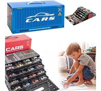 48 Mini Pull-Back Cars with Built-in Garage Set, Upgraded Pull Back Cars for Kids, Gifts Full of Childlike Fun (Blue)