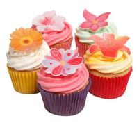 48 Mixed Summer Flowers- Beautiful Edible Cake Decorations