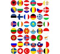 48 obleas comestibles de papel de arroz con diseño de banderas de Eurovisión
