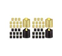 48 Paquetes de Velas Votivas Doradas Sin Llama, Velas de Té LED con Purpurina Negra, Luces de Té Una Pilas, Soporte de Luz Amarilla Cálida
