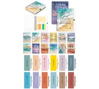 48 Pcs Christian Gifts for Men & Women, 24 Sets Watercolor Ocean Bible Verse Spiral Notebooks with Pens & Sticky Notes, Scripture Journals for Bible Study, Church Retreats, Baptism (5.5 x 4.7 Inch)