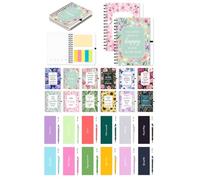 48 Pcs Inspirational Gifts for Women & Coworkers, 24 Sets Elegant Floral Motivational Spiral Notebooks with Pens & Sticky Notes, Positive Quote Journals for Office Favors, Team Building (5.5 x 4.7