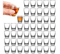 48 PCS Vasos de Chupito, Vaso de Chupito con Base Gruesa, 30 ml Vaso de Vidrio Templado, Vasos de Vino en Forma de Huevo, Juego de Shot Glass para Aguardiente, Vodka, Fiestas, Fiesta, Club, Bar