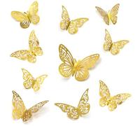 48 Pegatinas Decorativas de Mariposa de Oro, Pegatina de Pared, Pegatinas 3D, Para Decoración de Pasteles, Globos, Flores, Espejo, Marco de Fotos, Regalo
