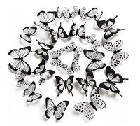 48 Piezas 3D Etiqueta de la Pared Mariposa Muebles de Bricolaje Decoracion Etiqueta engomada de la Mariposa del diseño del Arte de la Moda Decoración de la habitación del bebé Negro Blanco