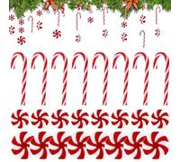 48 Piezas Bastón de Caramelo de Navidad, Bastones de Caramelo Adorno, Bastones de Caramelo, Decoración de Árbol de Navidad, Navidad Candy Cane Colgante para Árbol de Navidad