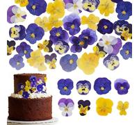 48 piezas de 8 variedades de flores comestibles secadas naturalmente y prensadas para decorar pasteles: una mezcla tricolor de pensamientos, ideal para cócteles y manualidades DIY.