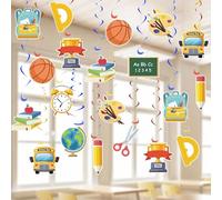 48 piezas de decoración de regreso a clases, remolinos colgantes, decoración de techo, suministros de bienvenida para el regreso a clases para el primer día
