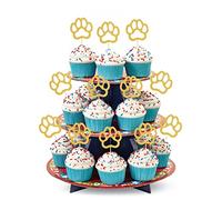 48 piezas de decoración para cupcakes de pata dorada, de un solo lado, con purpurina dorada, suministros de decoración para pastel de primer cumpleaños, decoración de cupcakes para bebé, pata de perro