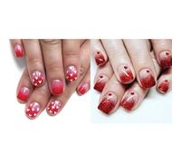 48 piezas elegantes uñas postizas francesas con diseño de corazón brillante, accesorios de manicura para mujeres de moda