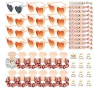 48 Piezas Gafas Despedida de Soltera Bride Team Pulseras Pegatinas Set,12 Gafas de sol en forma de corazón,JGA Gafas de fiesta,12 Pulseras Bride Team,12 Pegatinas,Decoraciones de Boda