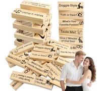 48 Piezas Juego de Torre de Bloques Súper Traviesos, Bloques Apilables de Torre para Parejas, Juego de Torre de Lujuria para Adultos, Juegos de Madera Apilables con Retos para Calentar Romance
