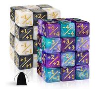 48 Piezas MTG Dados Contadores Token, Magic The Gathering Glitter Sparkle Dice, Lealtad Starry Marble D6 Cube Compatible con MTG, CCG, Card Gaming Accesorio