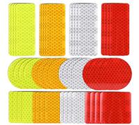 48 Piezas Pegatinas Reflectantes,Reflectante Bicicleta,Adhesivo Reflectante,Cinta Adhesiva Reflectante Seguridad,Cuatro Colores,Altamente Reflectantes y Intemperie,para Bicicleta, Moto,Silla de Paseo
