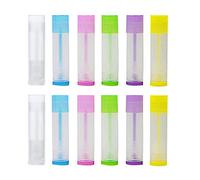 48 Piezas Tubo Bálsamo Labio,Contenedor de Bálsamo Labial Tubos Transparentes con Fondo de Torsión y Tapa,Tubo Ligero Plástico del Labio Vacío Envase de La Botella de La Barra de Labios (6 colores)