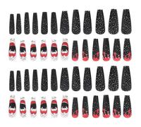48 Piezas Uñas Postizas Largas de Halloween, Cobertura Completa | Plástico Ultrafino, Acabado Nail Fashion, para Tallas de Dedos Variadas