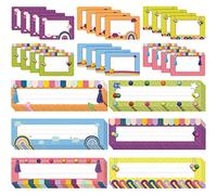 48 placas de nombre planas de arco iris, etiquetas de nombre de arco iris, etiquetas de nombre de arco iris para decoración de escritorio escolar, etiquetas autoadhesivas para tablón de anuncios escolares, fiestas, álbumes de recortes, etiquetas de regalo