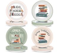 48 platos de papel para fiesta de club de lectura de 7 pulgadas, suministros de fiesta de cumpleaños, biblioteca, amantes de la lectura, terapia de grupo, platos desechables de postre para niños