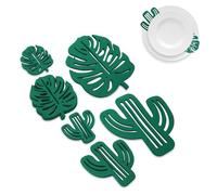 48 protectores de ollas y sartenes, separadores de placas de fieltro de 6 tamaños, separadores de ollas protectoras para apilar utensilios de cocina, forma de cactus y forma de hoja