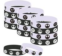 48 pulseras de goma de demonio esqueleto para fiesta de Halloween, truco de Halloween o banda de rodadura, pesadilla antes de Navidad, suministros de fiesta, regalos, regalos, bolsa de regalo, pulseras de silicona fantasma esqueleto
