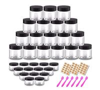 48 recipientes de plástico con tapa de 2 oz para cosméticos, 24 unidades + 20 gramos, 24 tarros de plástico con tapa para muestras de crema, exfoliantes de labios, lociones, mantequillas corporales