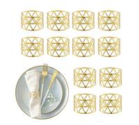 48 servilleteros, geometría, HxD: 3 x 4,5 cm, Soportes para servilletas de Papel y Tela, Dorados, en Set