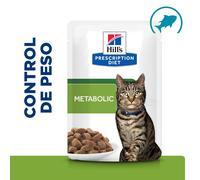 48 sobres x 85 g Hill's Prescription Diet Metabólico Control de Peso Pescado Sobre en Salsa para gatos ¡Pack Ahorro!