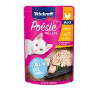 Vitakraft Poésie Délice, Junior, Comida húmeda para Gatos, Comida húmeda para Gatos en Salsa, con Pollo, para Gatos jóvenes, sin azúcar añadido ni Cereales (1x 85g)