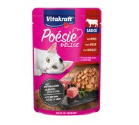 Vitakraft Poésie Délice Sauce, Alimento húmedo para Gatos con trozos de Carne en Salsa, Variedad Sabrosa Ternera, 85 g